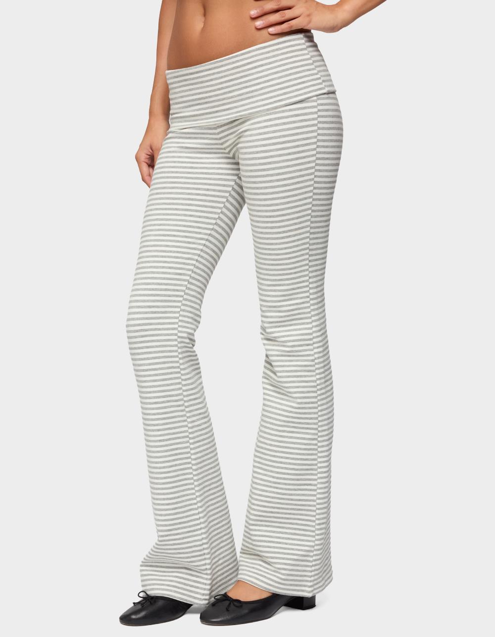 EDIKTED Kaeli Stripey Flared Leggings - GRAY