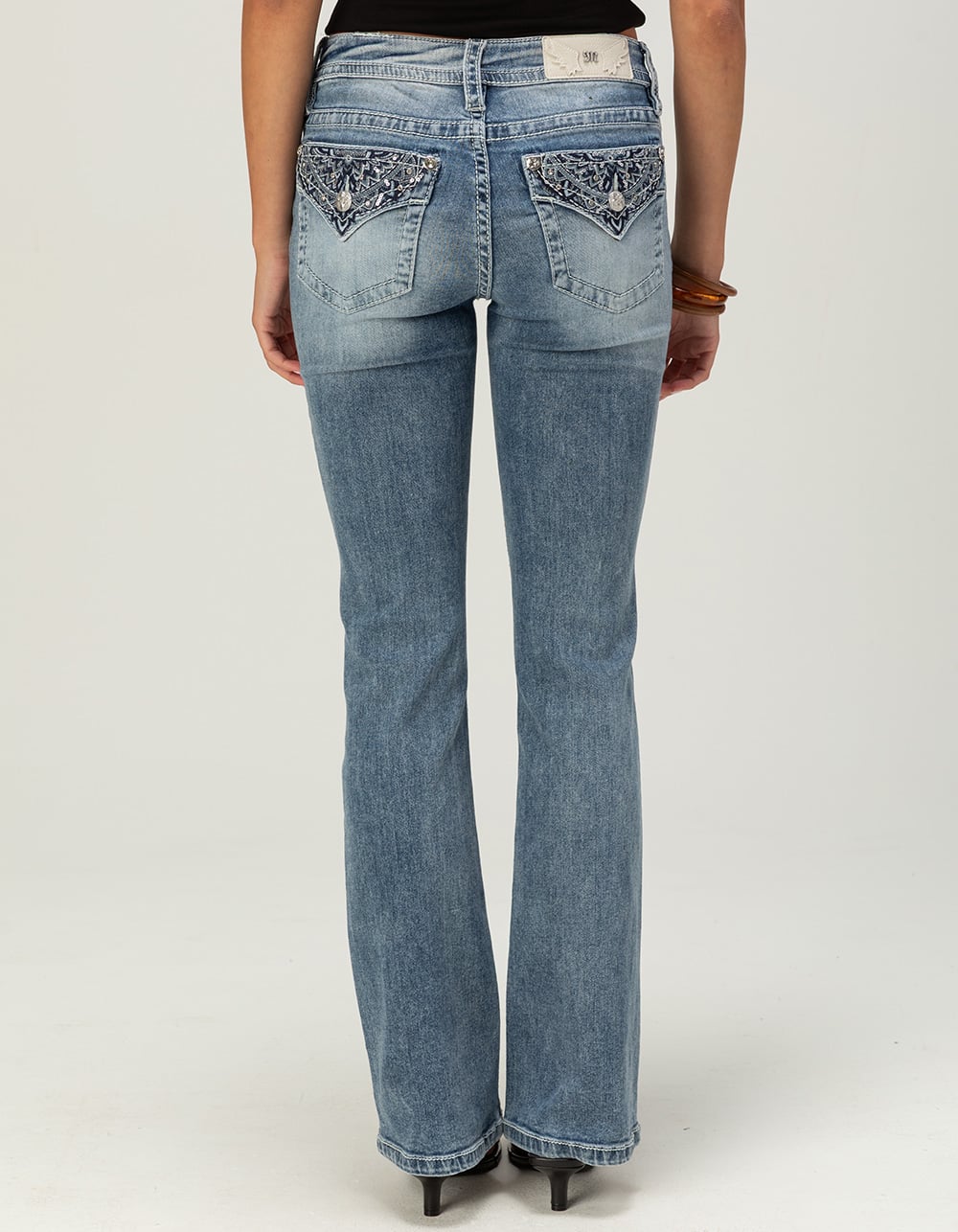 MISS ME Flap Mid Rise Womens Bootcut Jeans - MEDIUM WASH