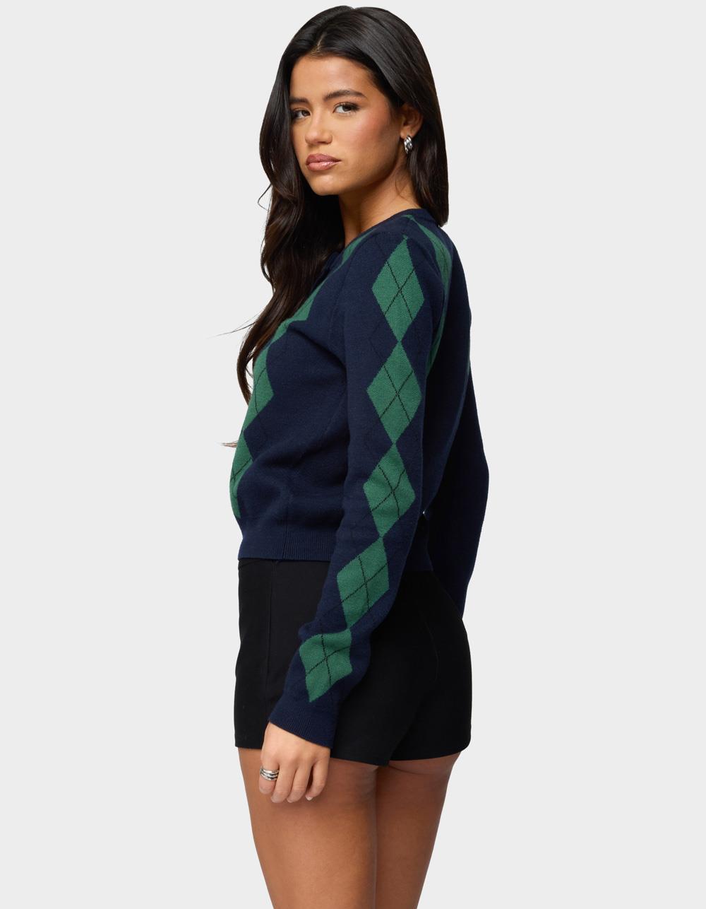 EDIKTED Farren Argyle Cardigan - NAVY