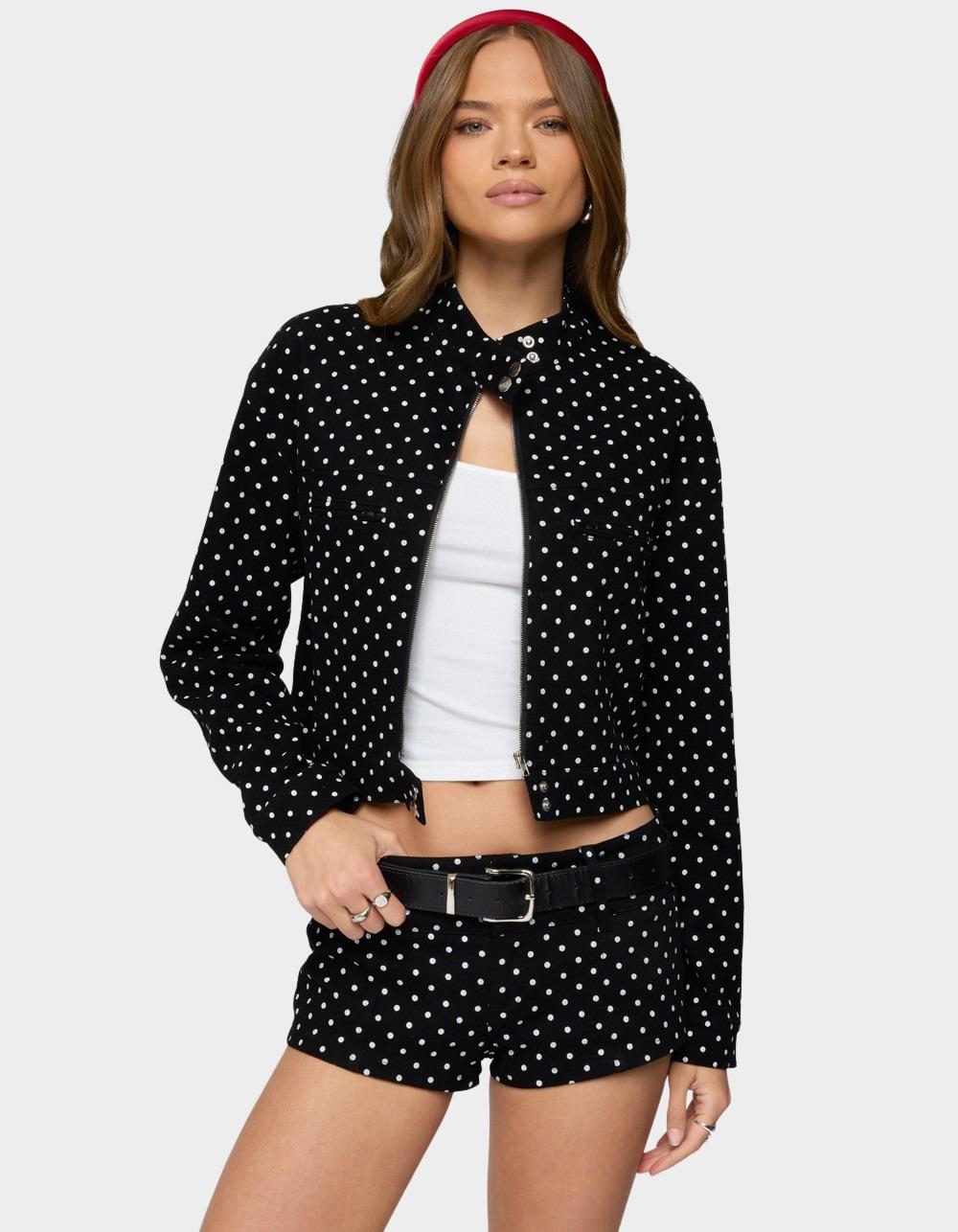 EDIKTED Tabitha Polka Dot Jacket - BLACK