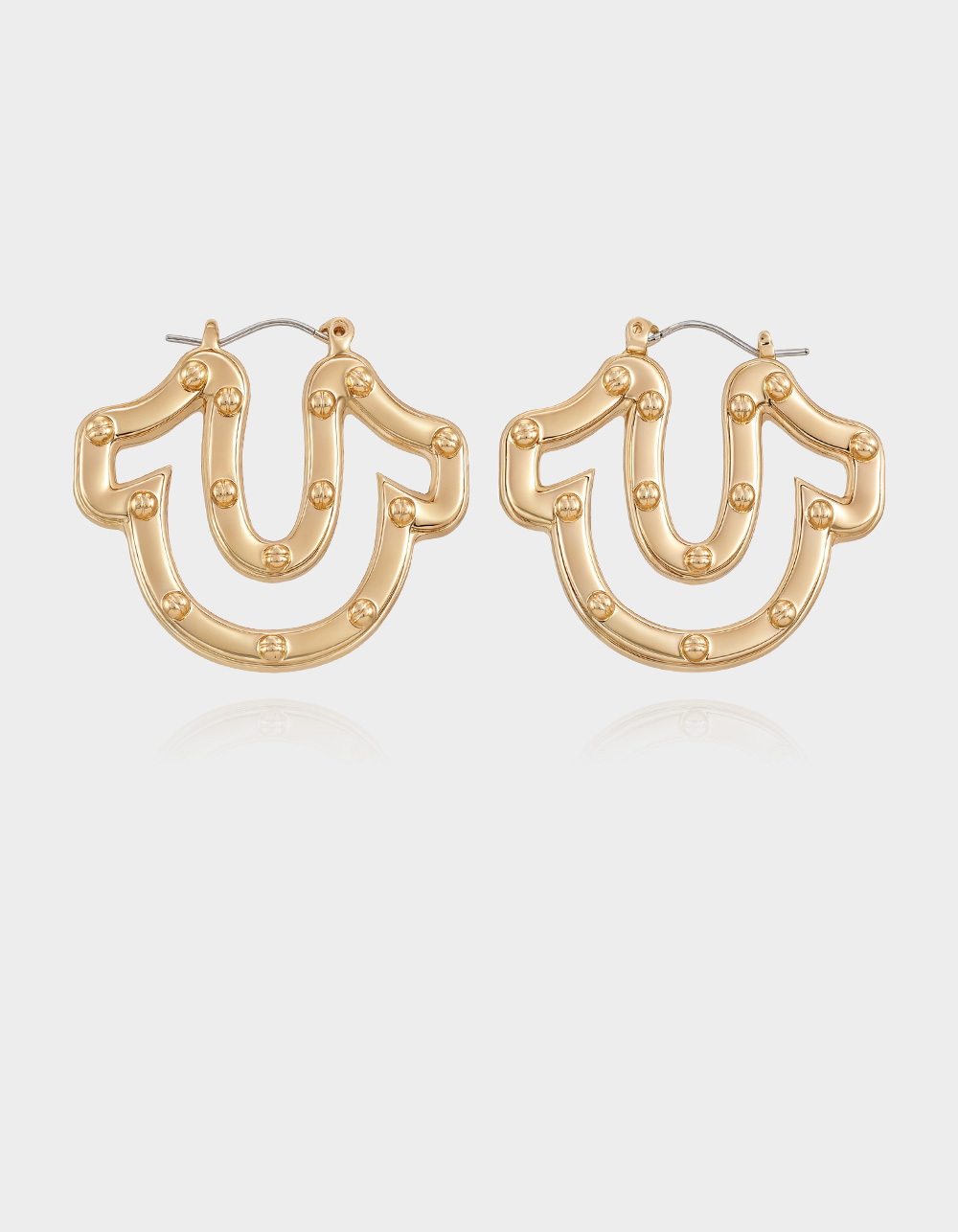 TRUE RELIGION Studded Horseshoe Hoop Earrings - GOLD