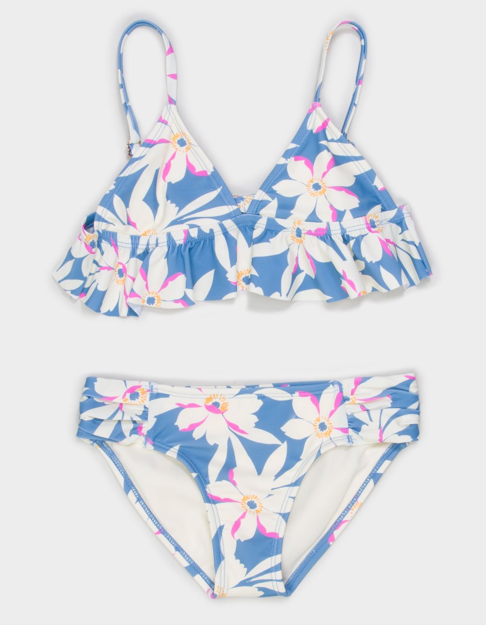 RAISINS Mi Amiga Girls Ruffle Triangle Top Bikini Set - BLUE COMBO