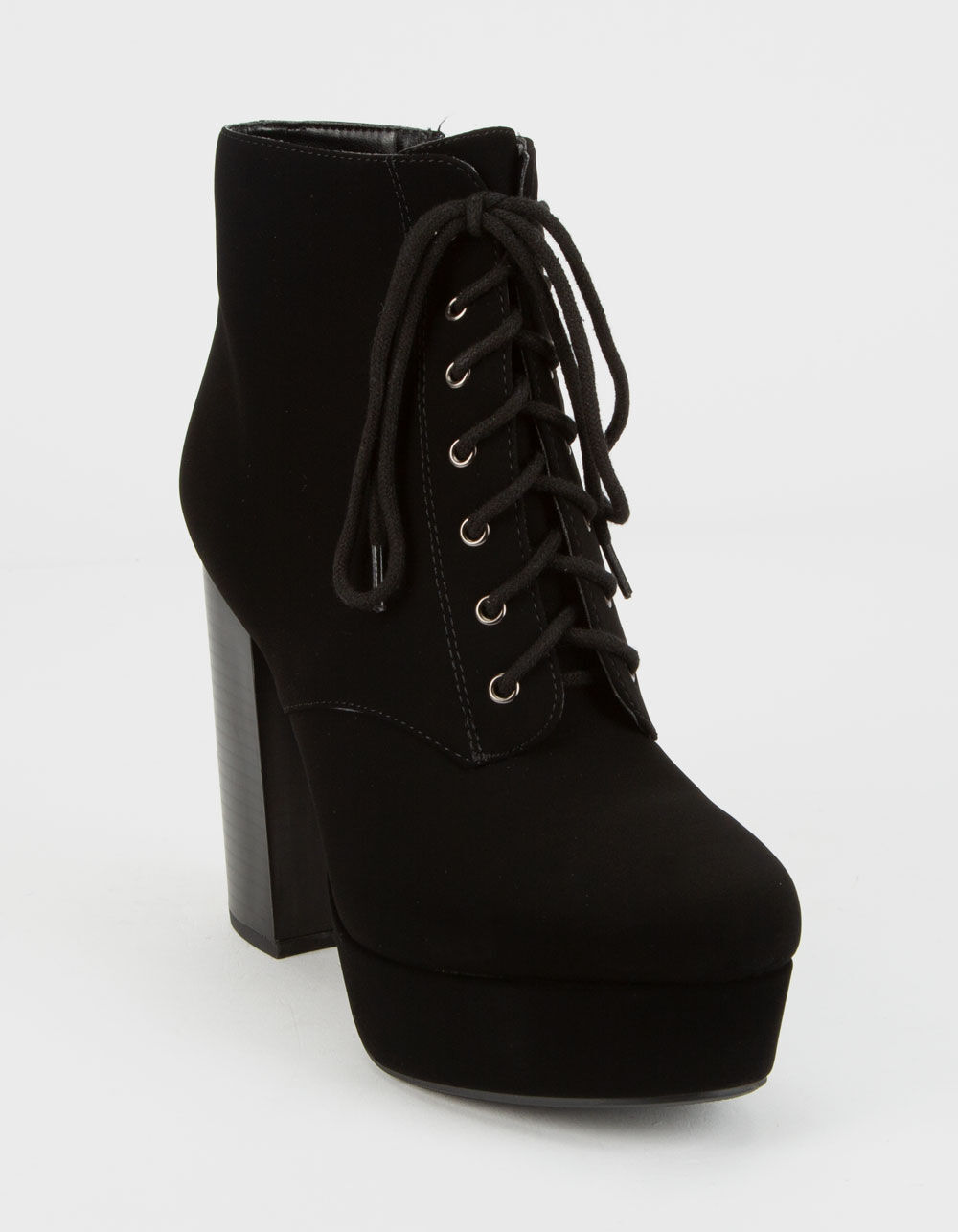 DELICIOUS Lace-Up High Stack Womens Booties image number 0