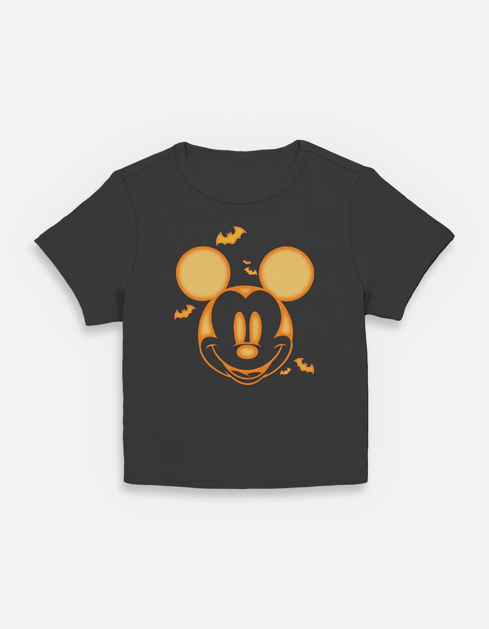 DISNEY Mickey Pumpkin Womens Baby Tee - BLACK