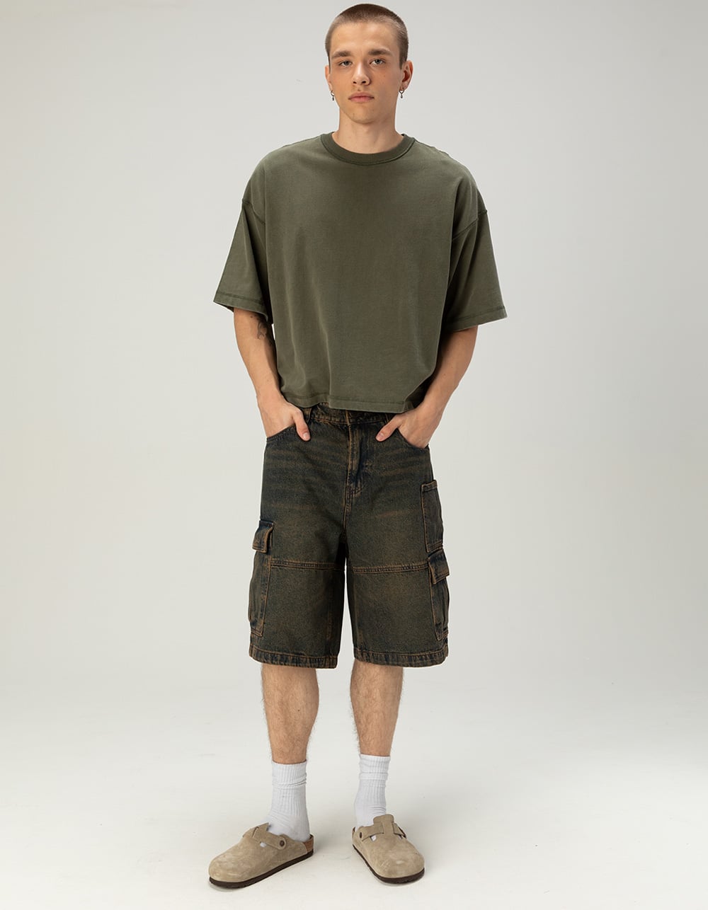 RSQ Mens Baggy Cargo Jorts - RUST