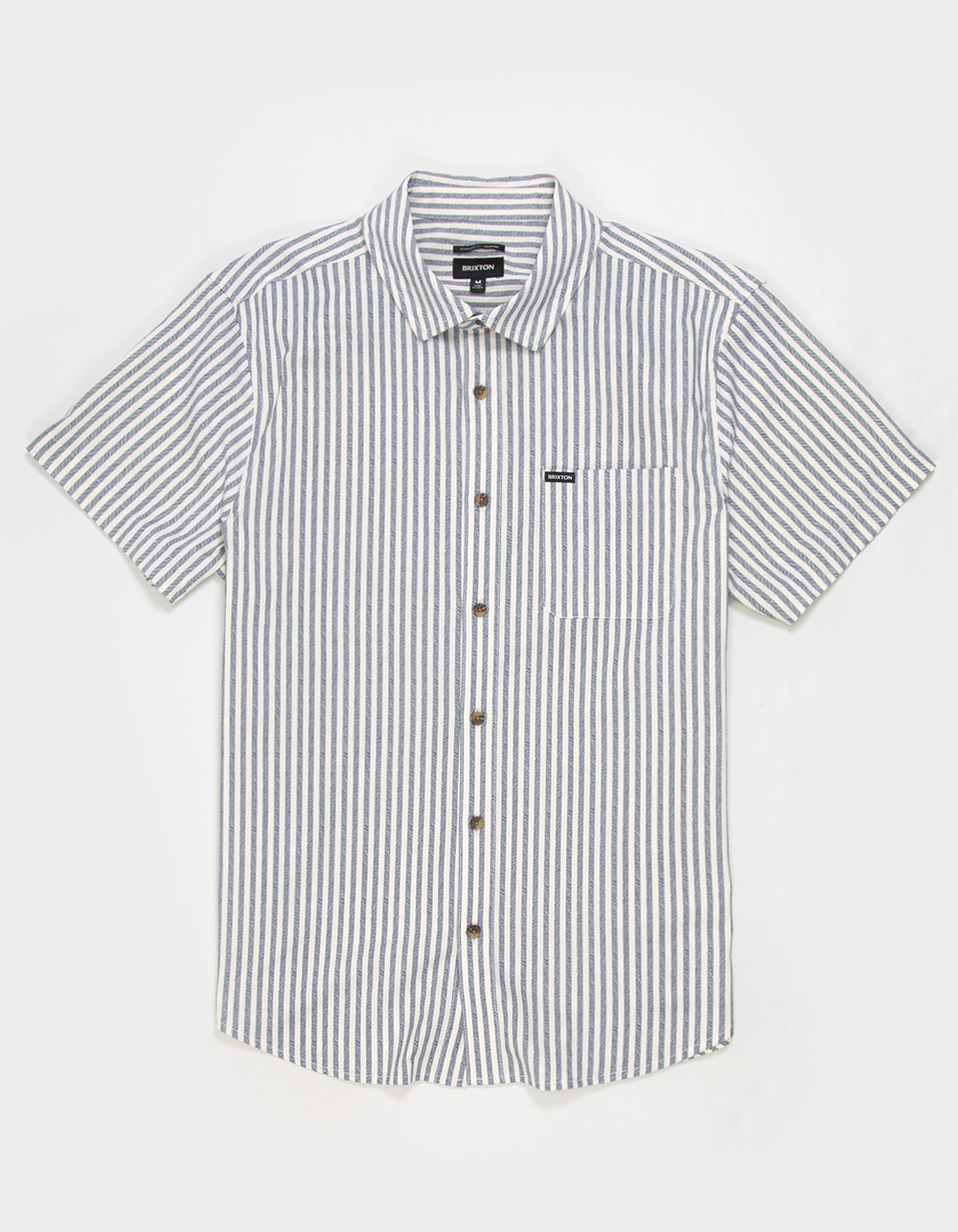 BRIXTON Coastal Print Stripe Mens Button Up Shirt - Cream Combo
