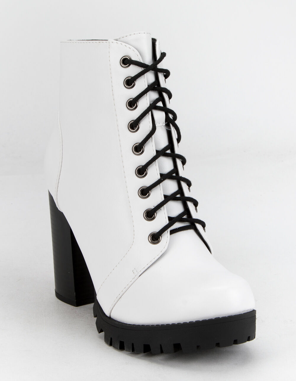 SODA Lace Up Womens Heeled Booties - WHITE | Tillys