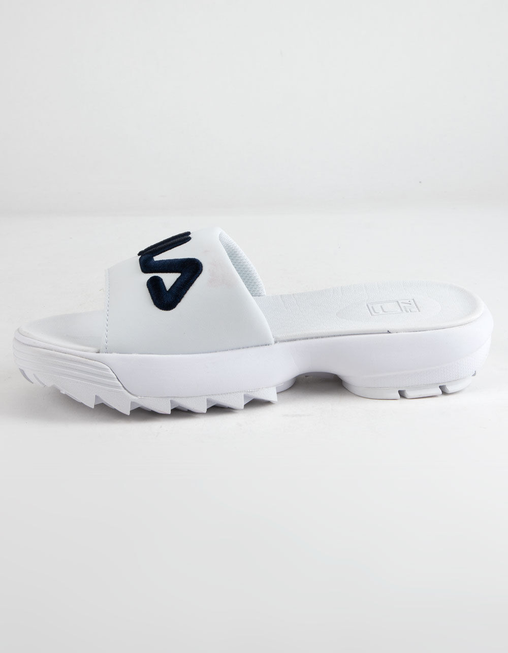 fila disruptor white platform sandal