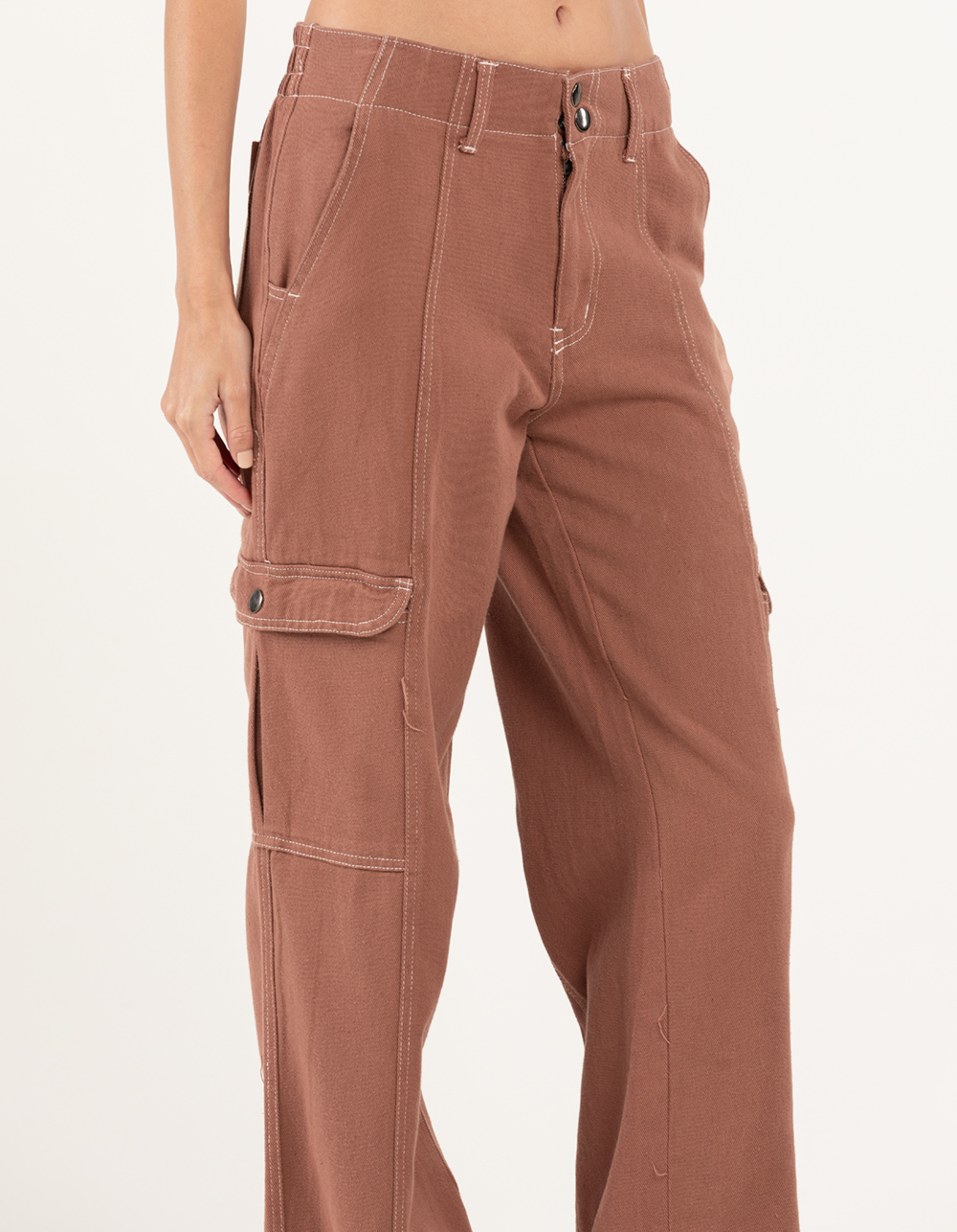 RSQ Womens Smock Waist Loose Cargo Pants BROWN Tillys