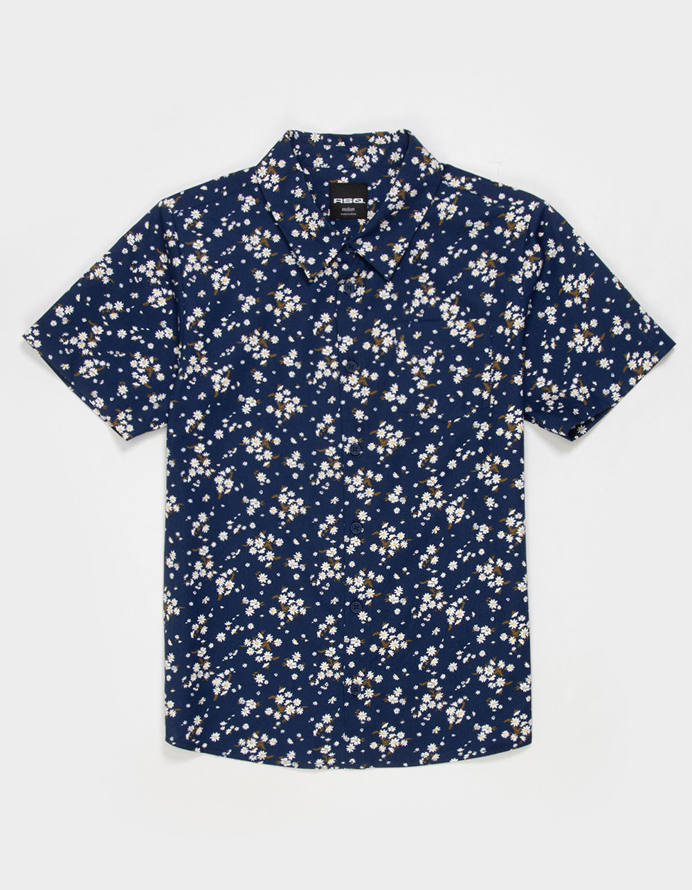 RSQ Boys Ditsy Floral Button Up Shirt - NAVY