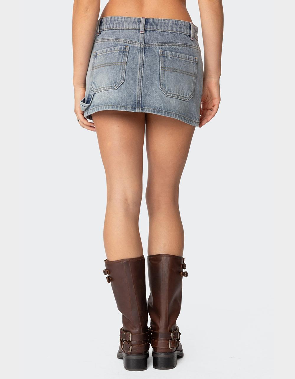 EDIKTED Gigi Carpenter Denim Mini Skirt - BLUE