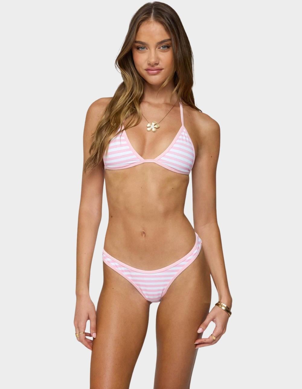 EDIKTED Jayla Striped Triangle Bikini Top - PINK