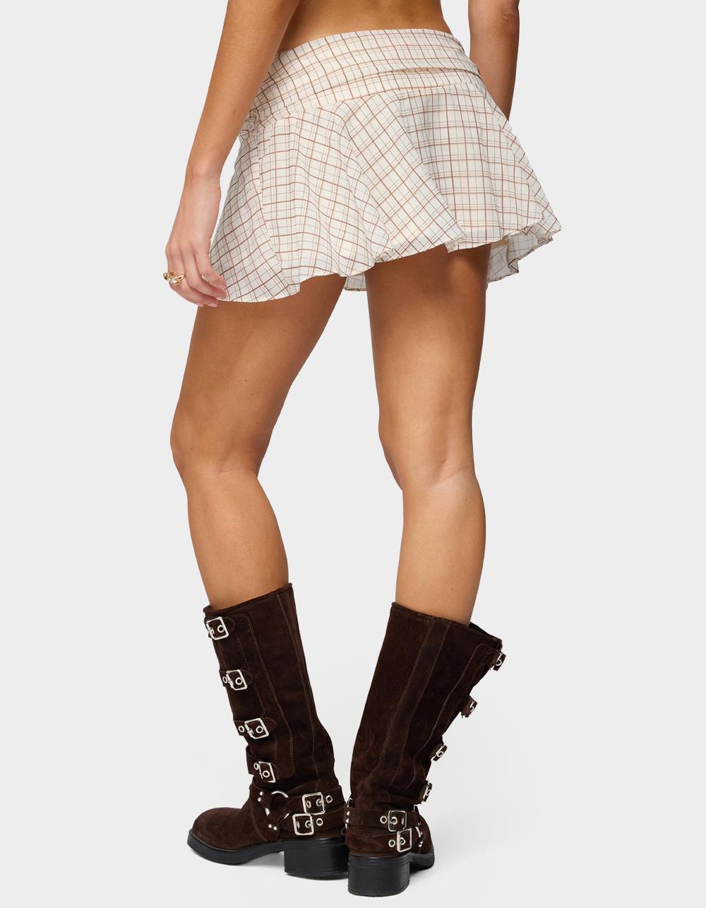 EDIKTED Lulah Plaid Mini Skirt - BEIGE