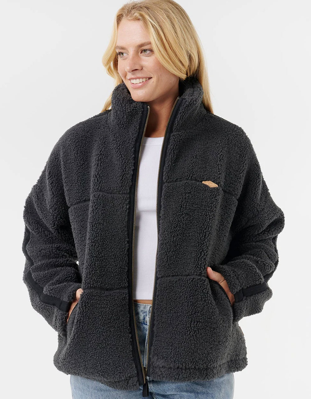 RIP CURL Cala Nights Womens Sherpa Jacket - BLACK