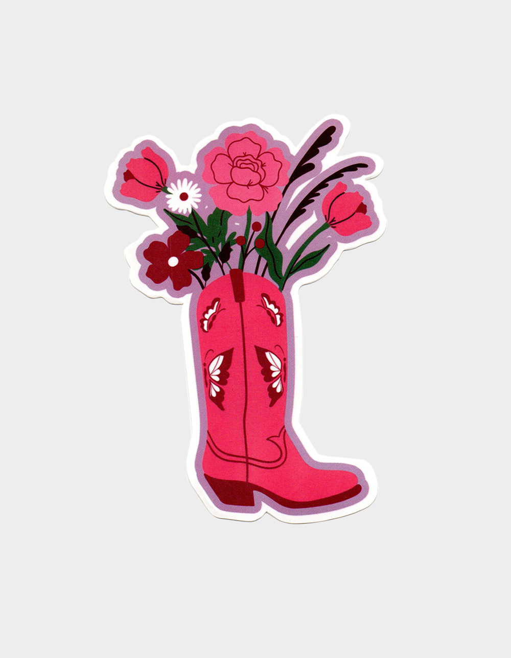 Butterfly Cowboy Boot Sticker - PINK