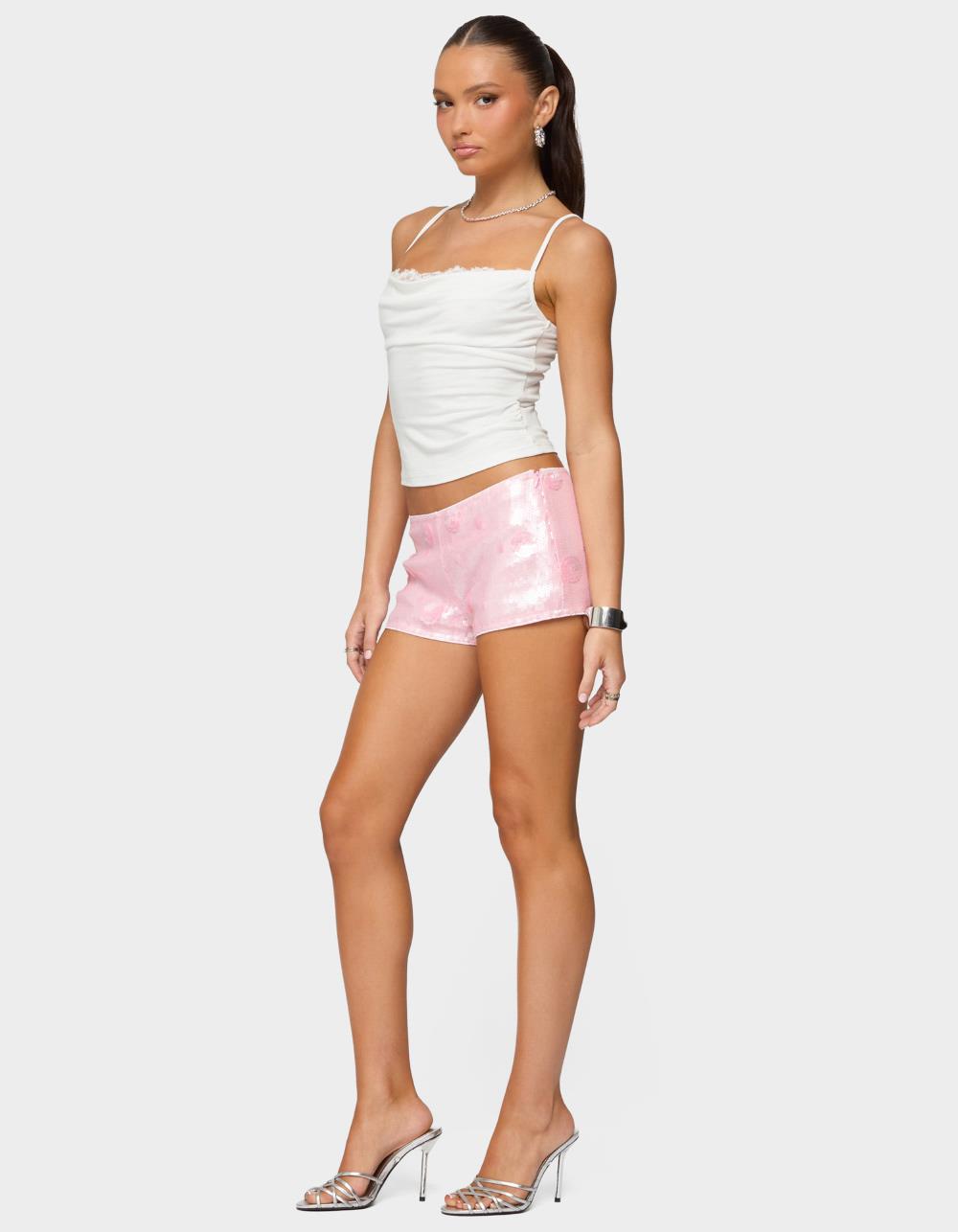 EDIKTED Bobbie Layered Lace Cowl Neck Top - WHITE