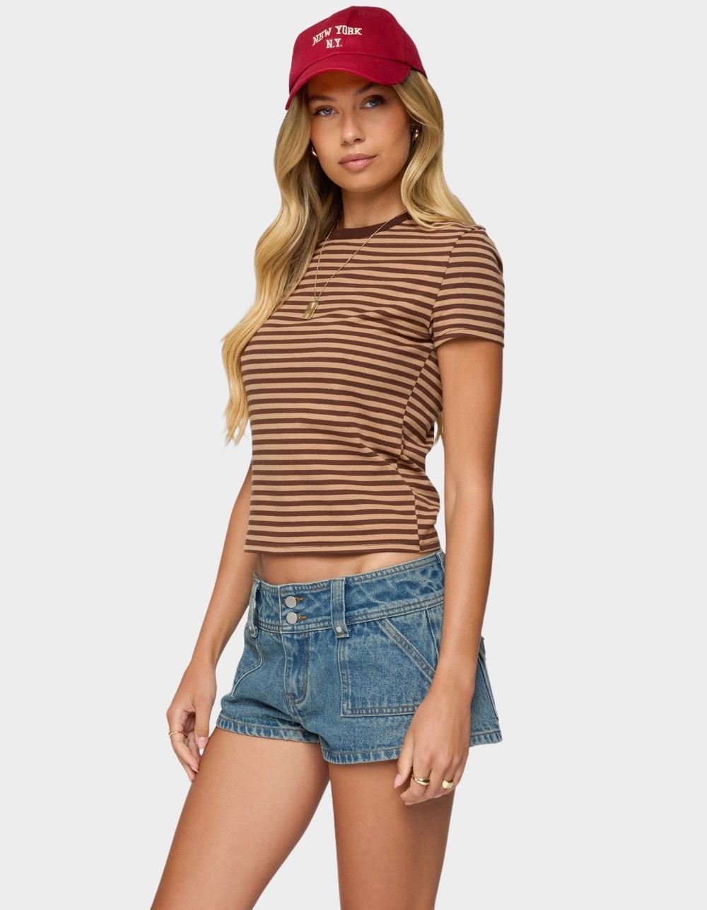 EDIKTED Nessie Striped Tee - BROWN