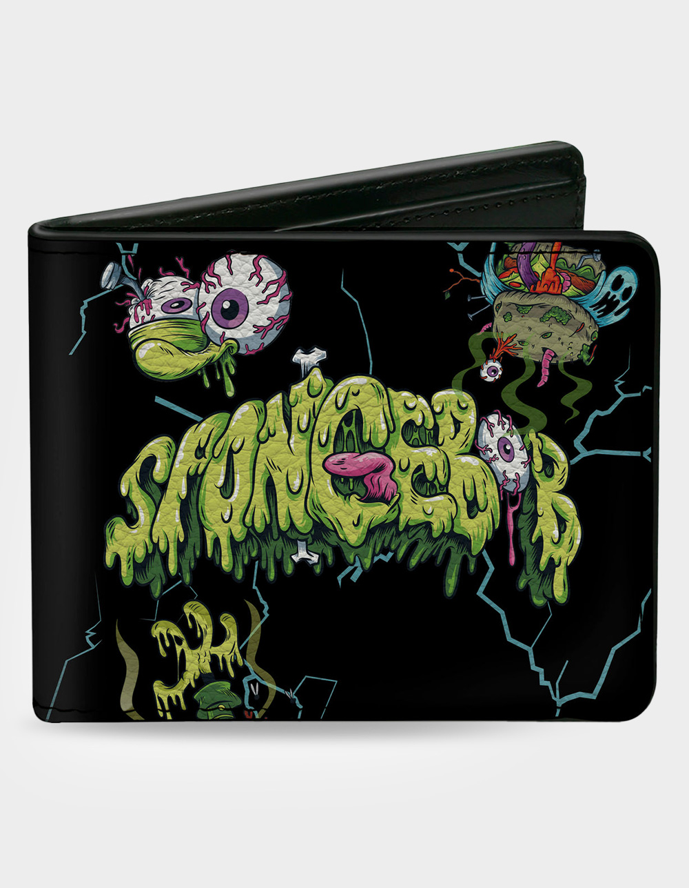 BUCKLE-DOWN x SpongeBob SquarePants Halloween Slime Icons Bifold Wallet - BLACK COMBO