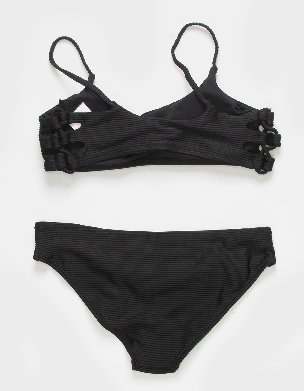FULL TILT Rib Lace Side Girls Bralette Bikini Set - BLACK | Tillys