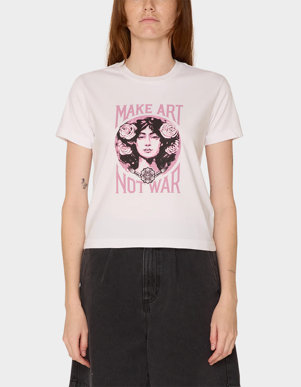 OBEY Make Art Not War Womens Tee - WHITE