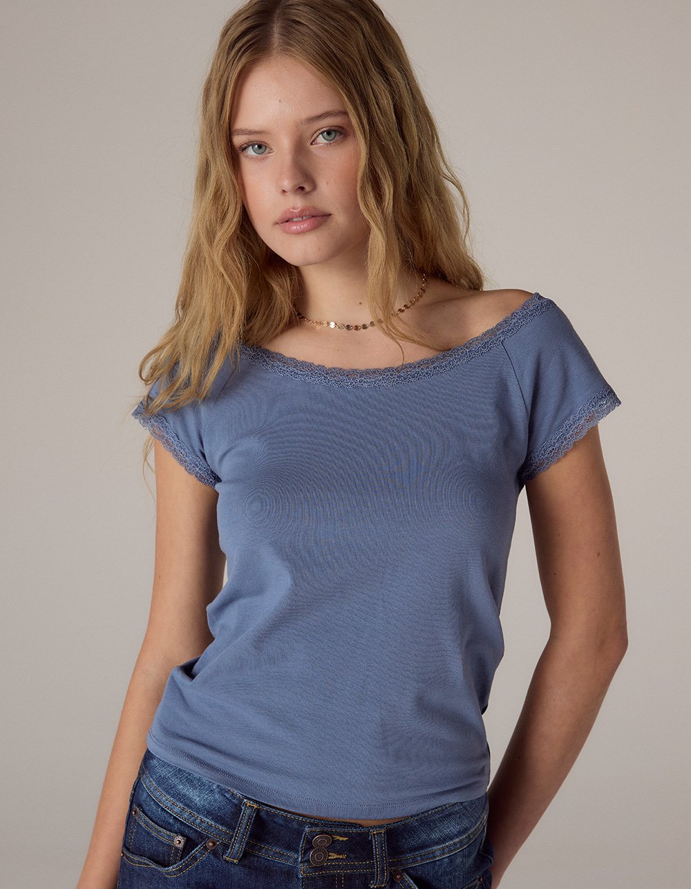 TILLYS Lace Trim Womens Tee - DUSK