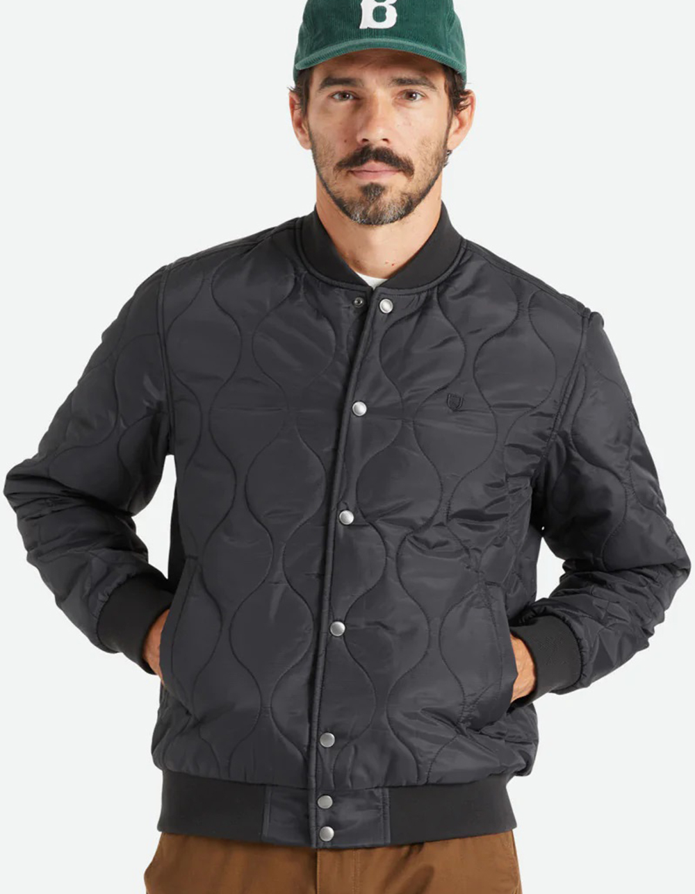 BRIXTON Dillinger Mens Quilted Bomber Jacket BLACK Tillys