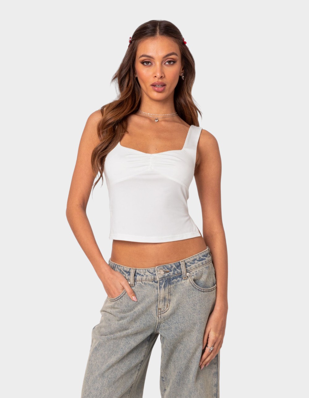 EDIKTED Marigold Side Slit Top - WHITE