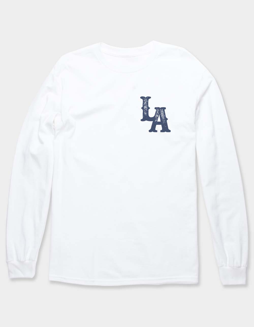LOS ANGELES Baseball Distressed Unisex Long Sleeve Tee - WHITE