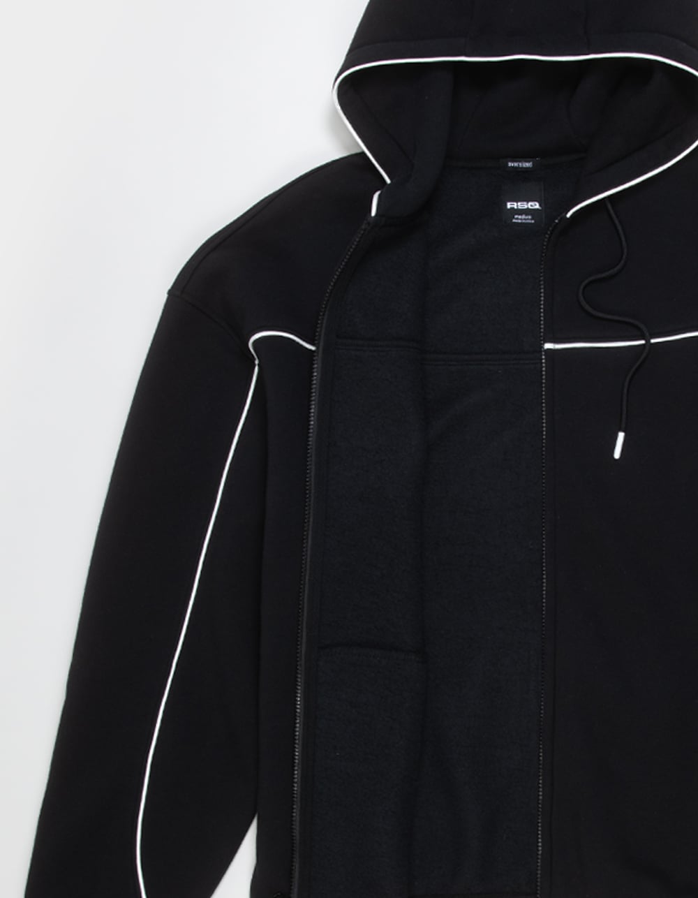 RSQ Mens Zip-Up Track Hoodie - BLACK