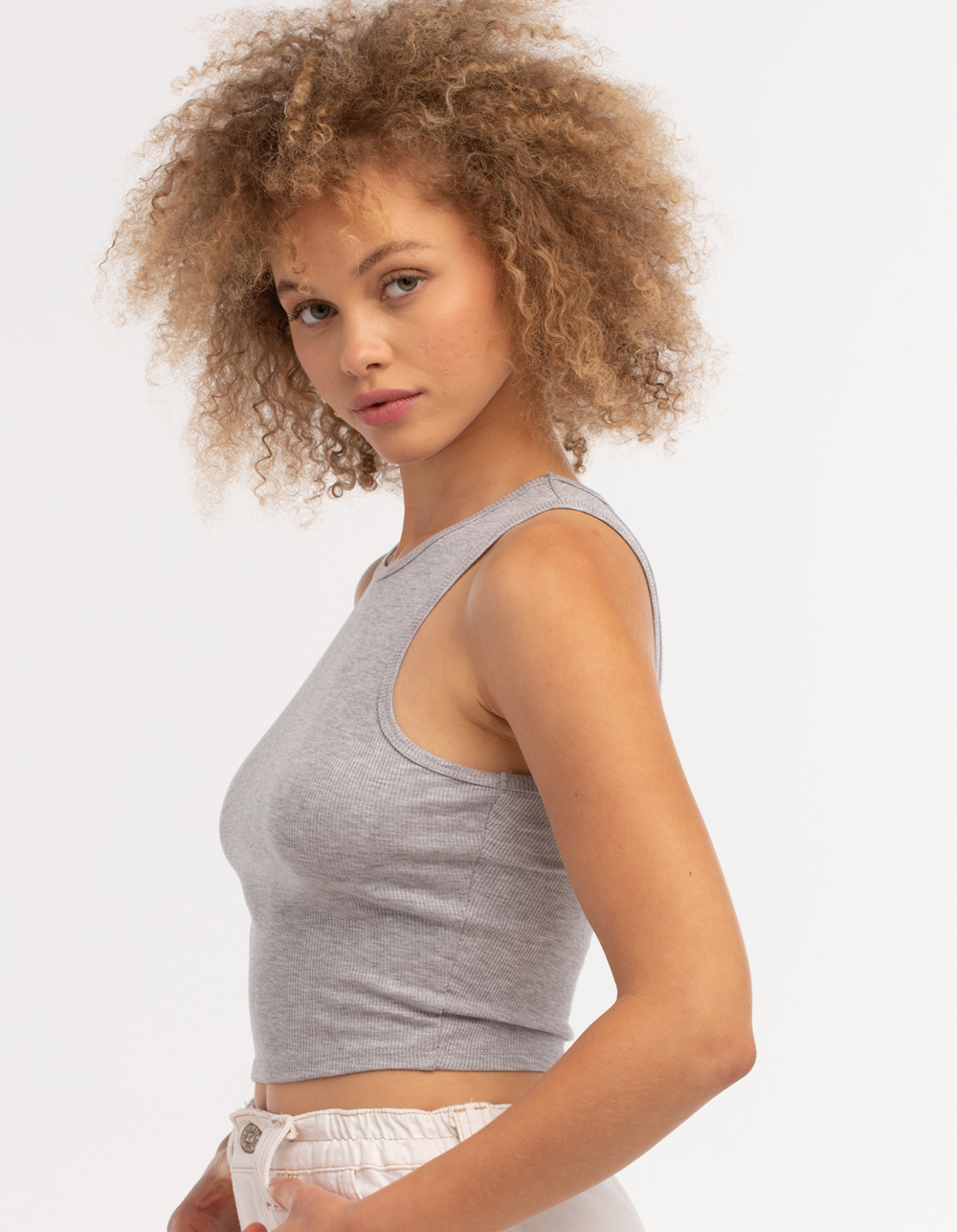 DESTINED Womens Cut Out Back Tank Top HEATHER GRAY Tillys