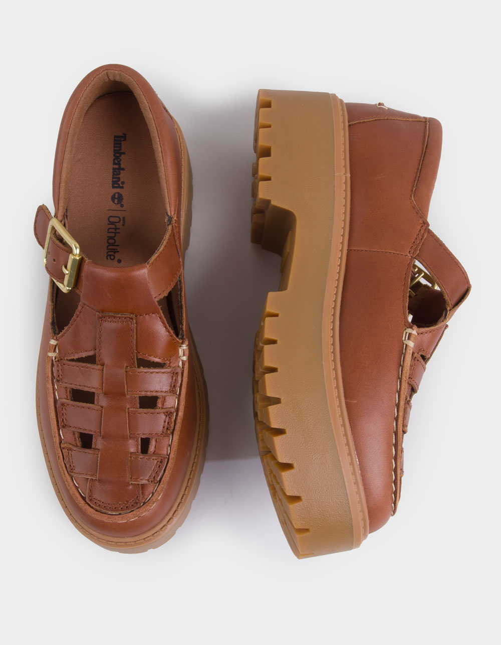 TIMBERLAND Stone Street Buckle Womens Platform Shoes - RUST