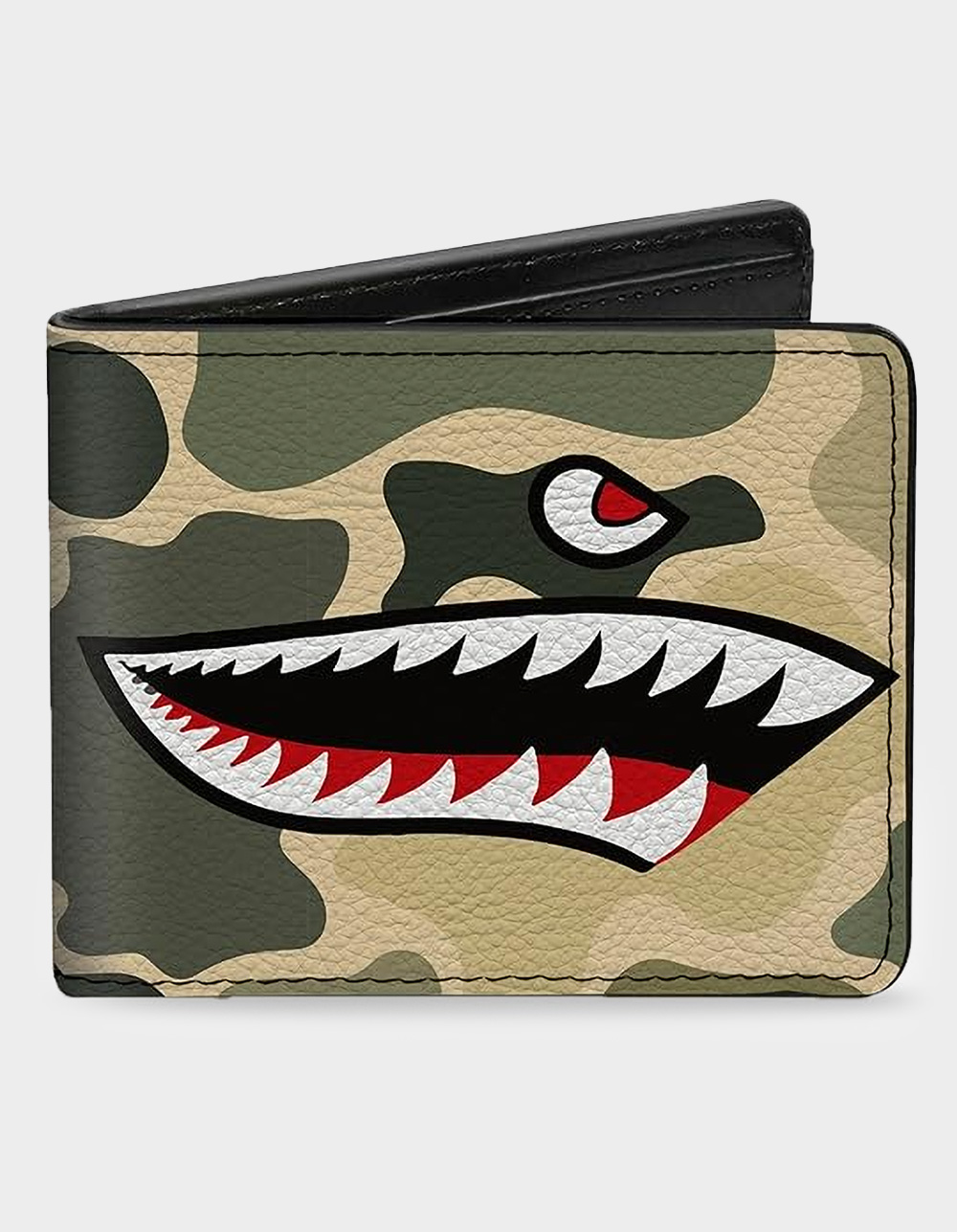 BUCKLE-DOWN Warhawk Shark Face Bifold Wallet - CAMO