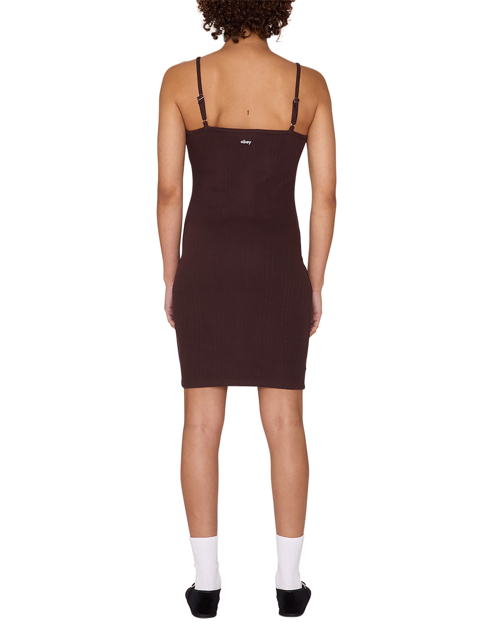 OBEY Adelaide Womens Pointelle Tank Dress - CHOCOLATE