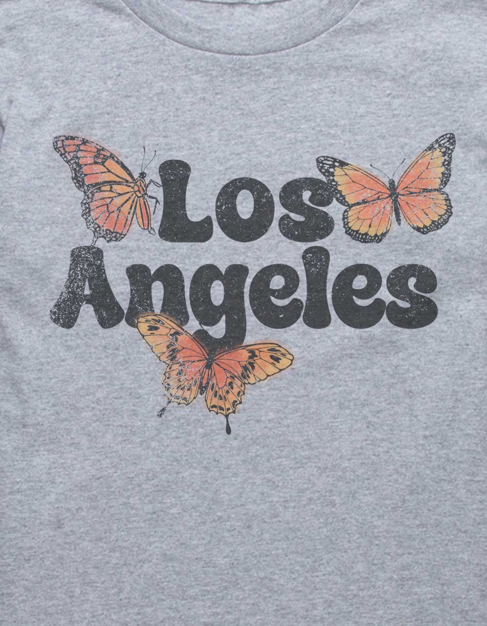 LOS ANGELES Butterflies Distressed Unisex Kids Tee - HEATHER GRAY