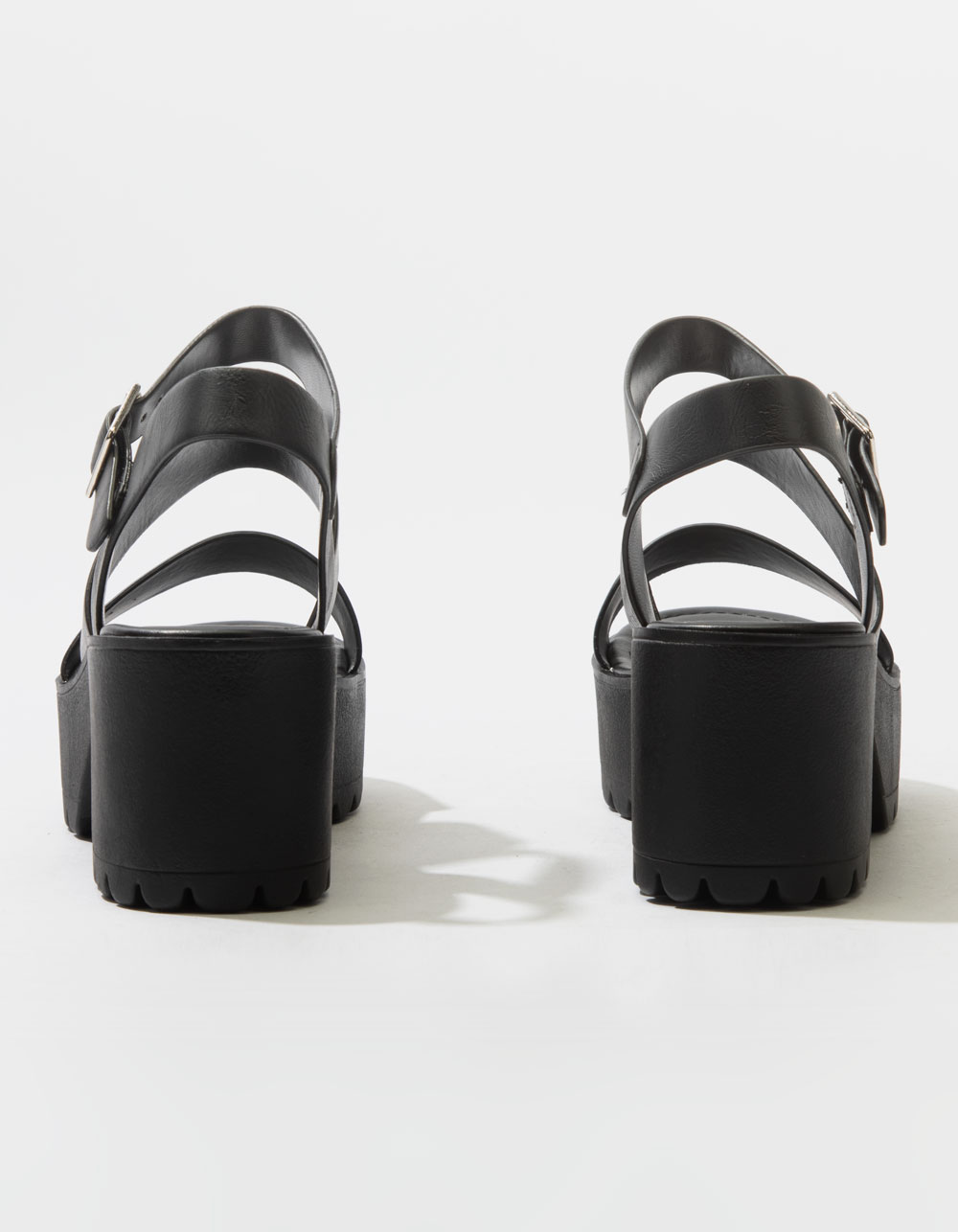 Soda Lug Sole Ankle Strap Platform Sandals - Black - 8