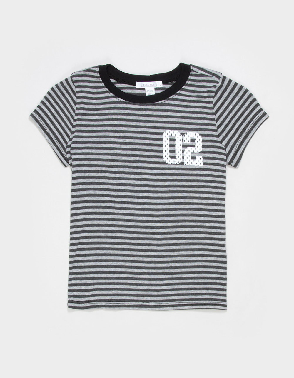 FULL TILT 02 Stripe Girls Tee - BLK/GRY