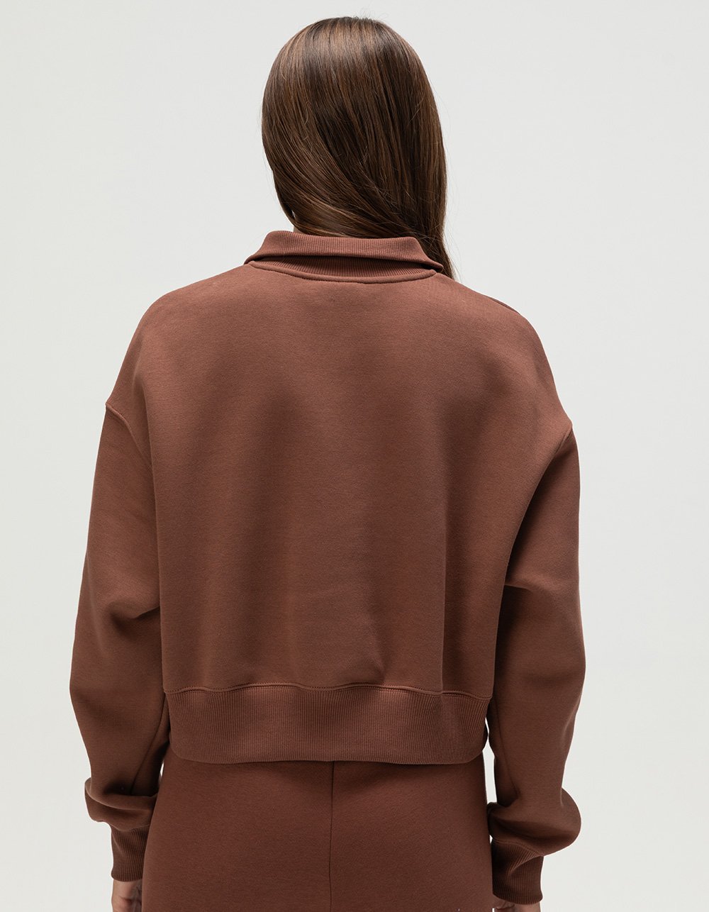 NIKE Sportswear Phoenix Fleece Womens Half-Zip Cropped Sweatshirt - BROWN