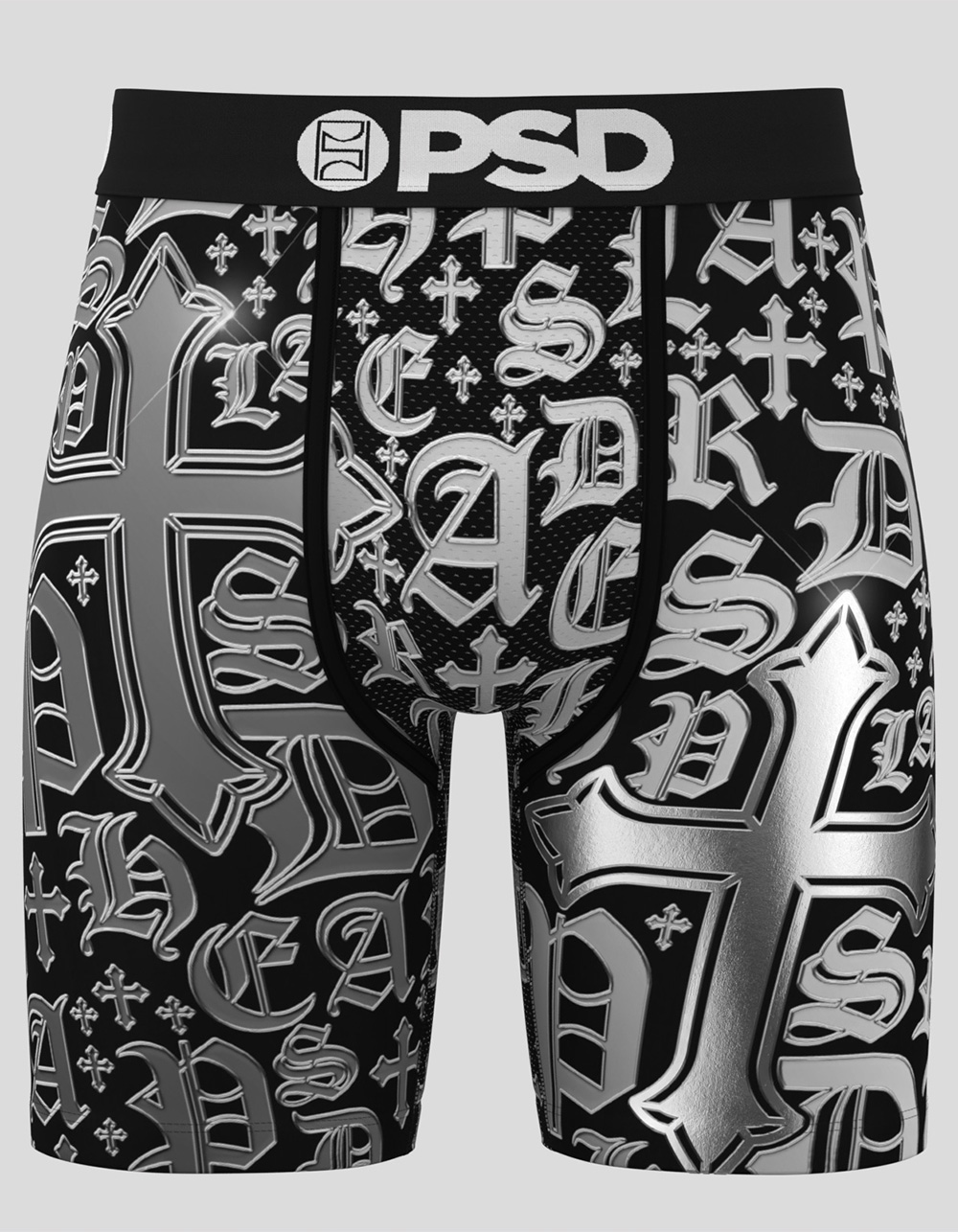 PSD Chrome Letters Mens Boxer Briefs - BLACK COMBO