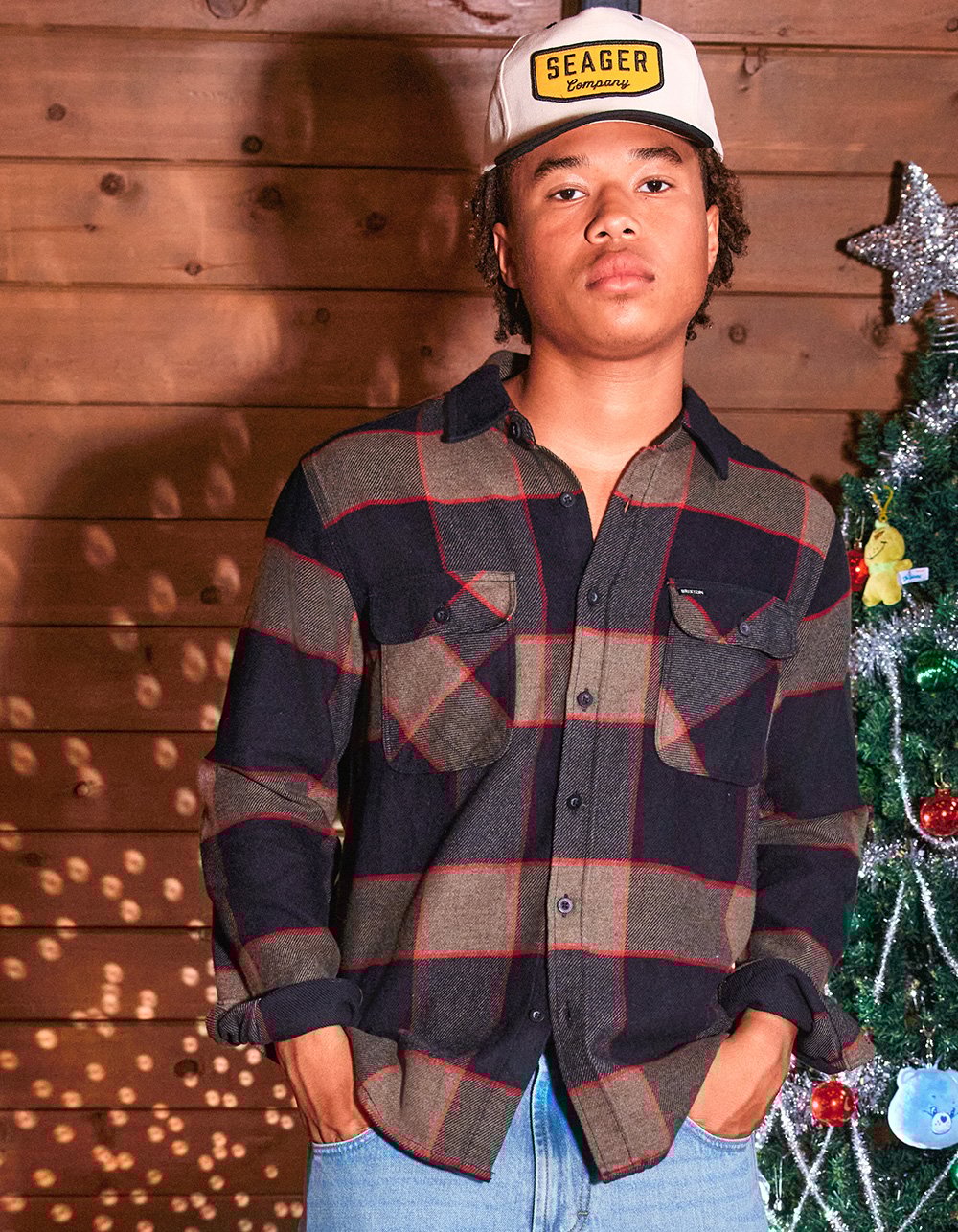 BRIXTON Bowery Mens Flannel - HEATHER GRAY
