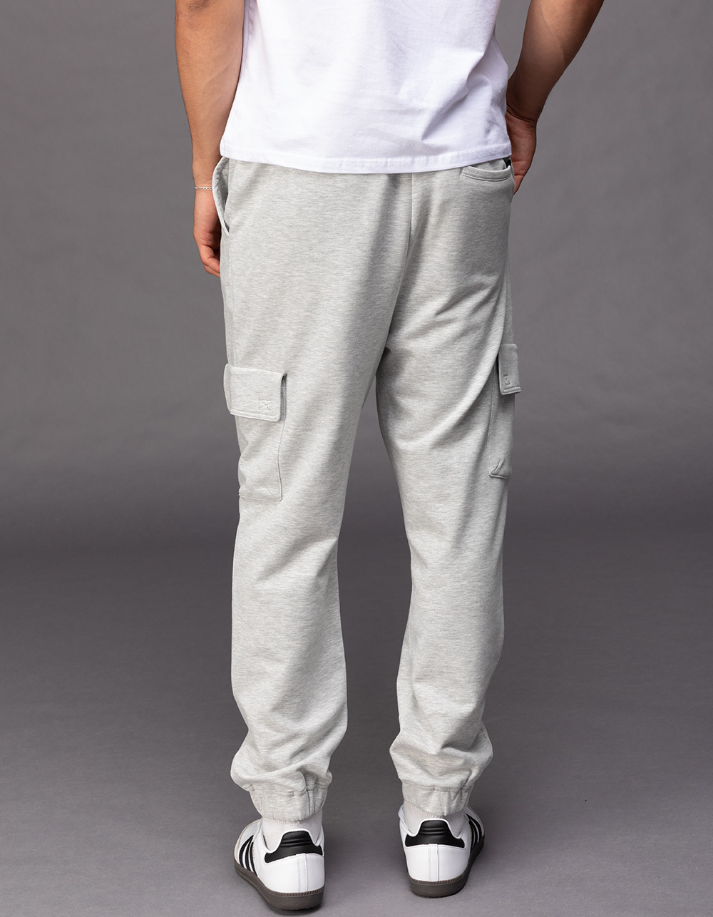 RSQ Mens Fleece Cargo Jogger Sweatpants - LIGHT GRAY