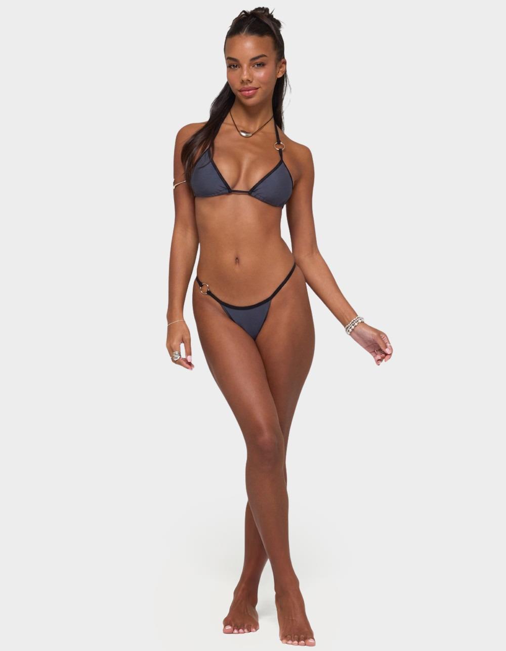 EDIKTED Kenni Ring Contrast Bikini Bottoms - GRAY