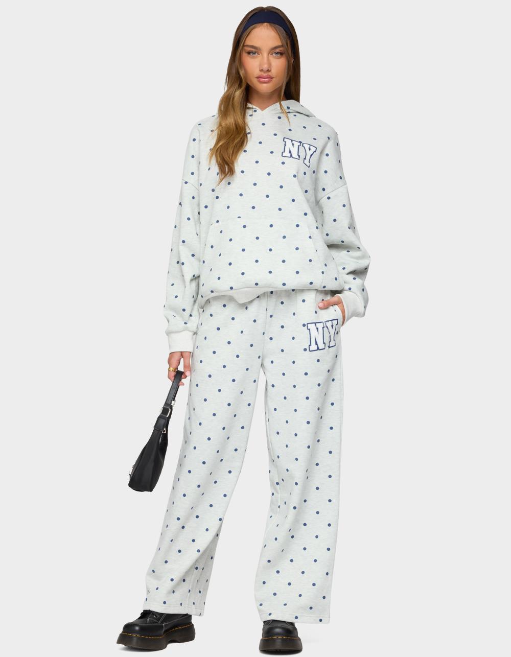 EDIKTED Ny Babe Polka Dot Sweatpants - GRAY
