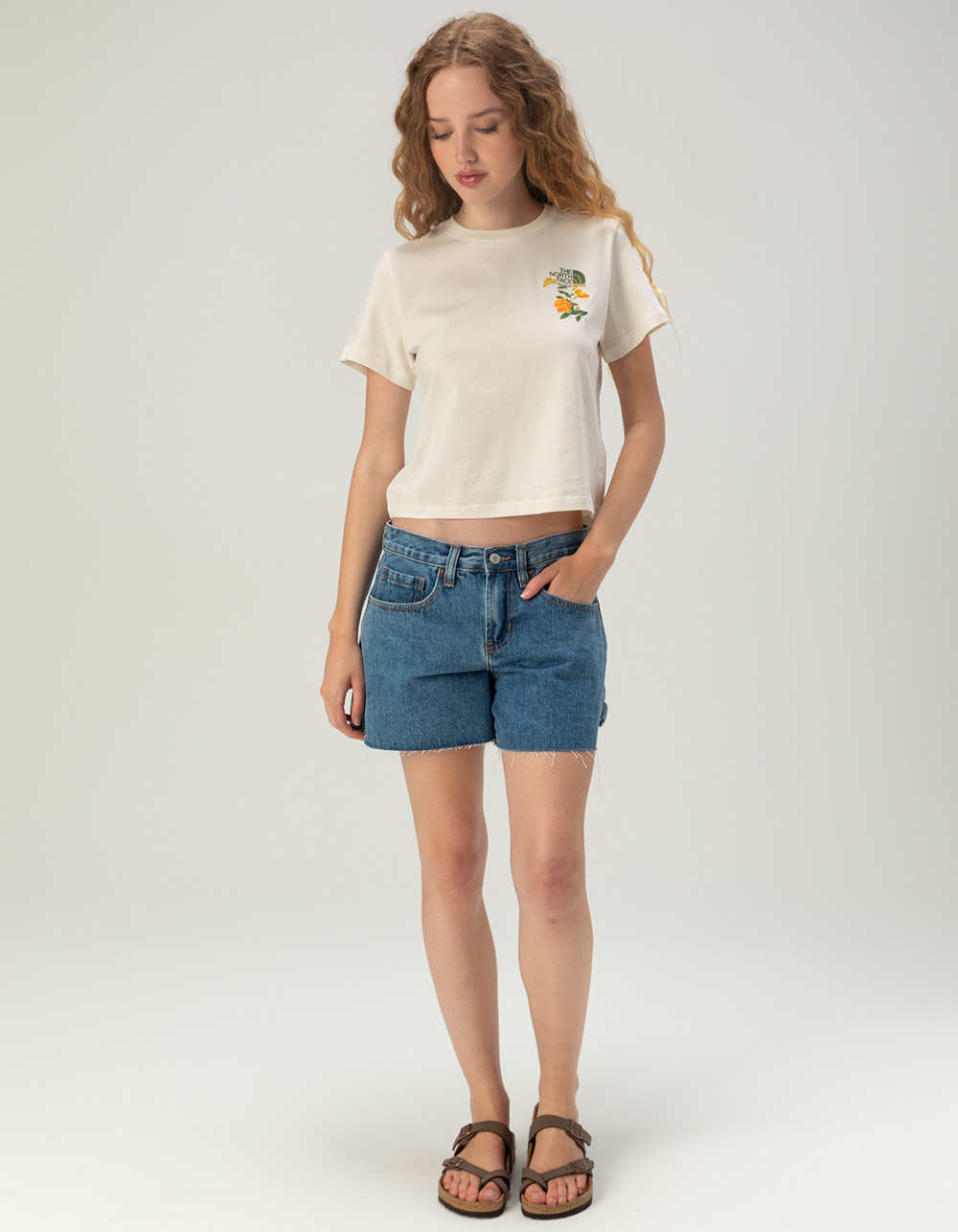 THE NORTH FACE Flora Embroidered Womens Tee - OFF WHITE