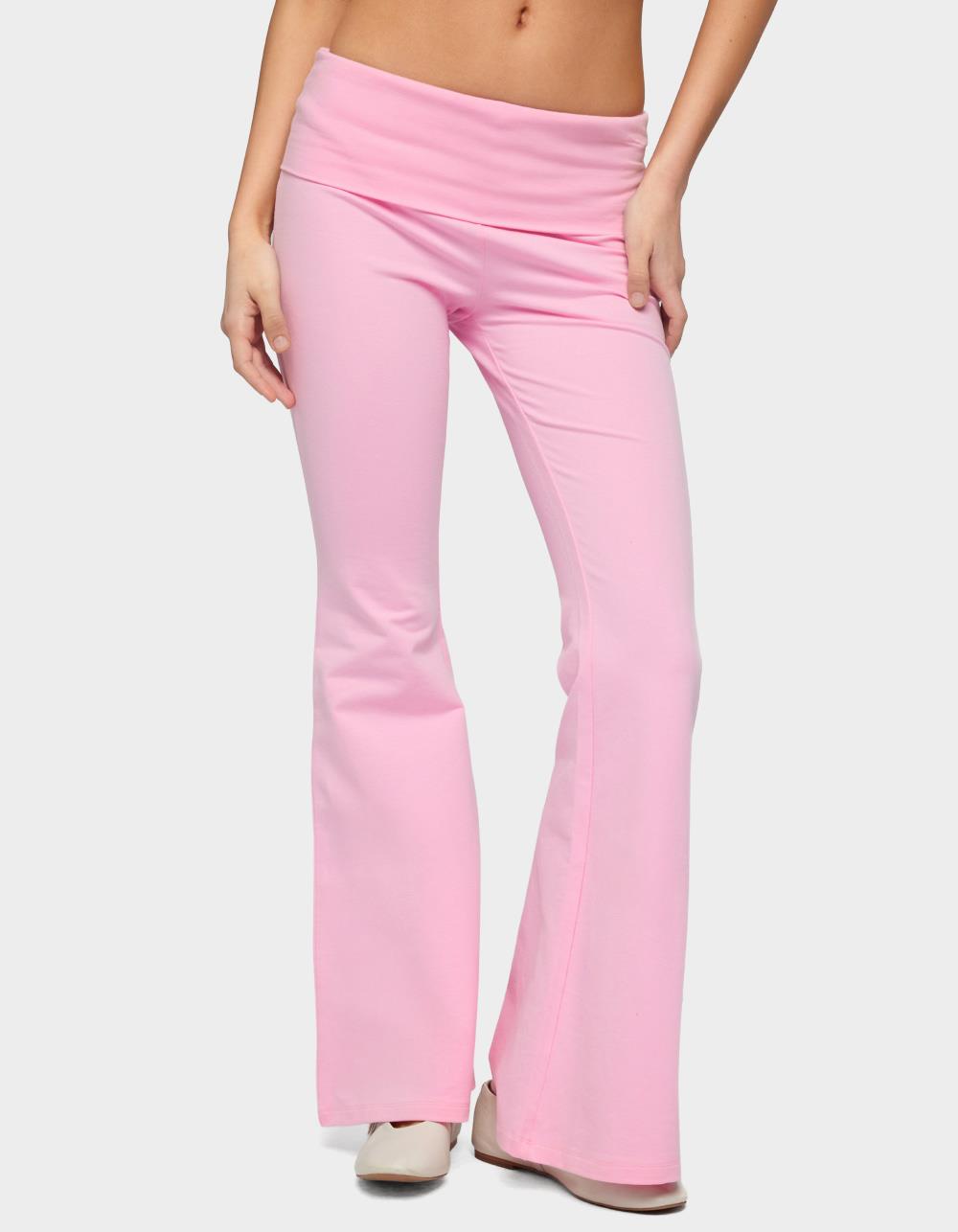 EDIKTED Petite Naomi Foldover Flared Leggings - LIGHT PINK