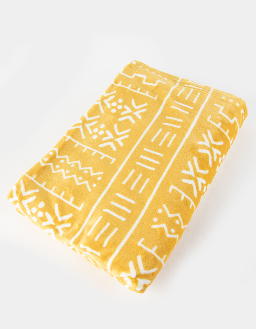 Geo Print Plush Throw Blanket MUSTARD Tillys