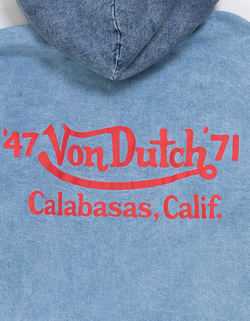 VON DUTCH Swirl Mens Quarter Zip Hoodie - LIGHT WASH