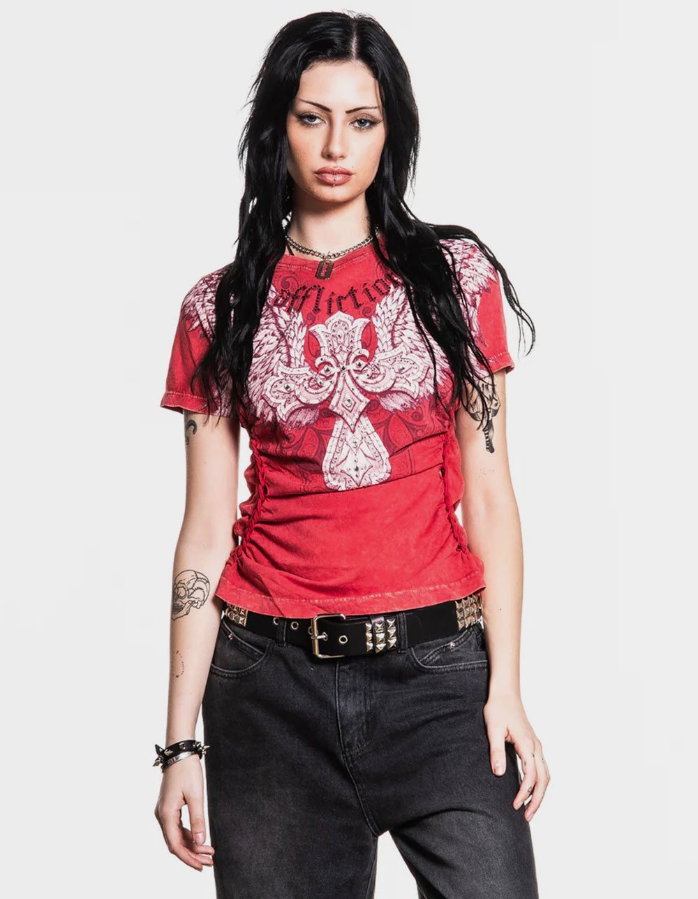 AFFLICTION Kingdom Womens Tee - RED