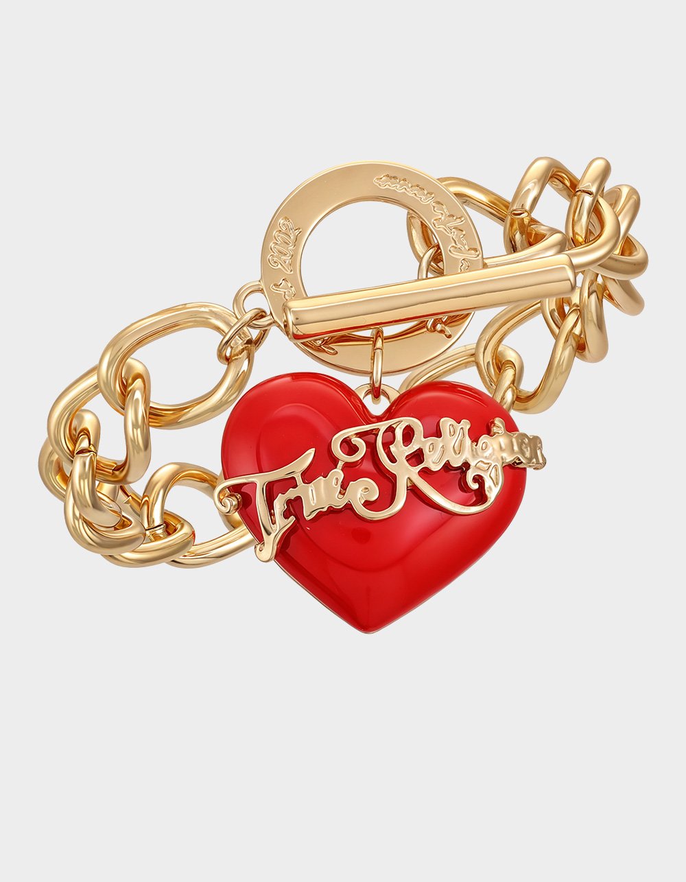 TRUE RELIGION Chunky Red Heart Charm Bracelet - RED