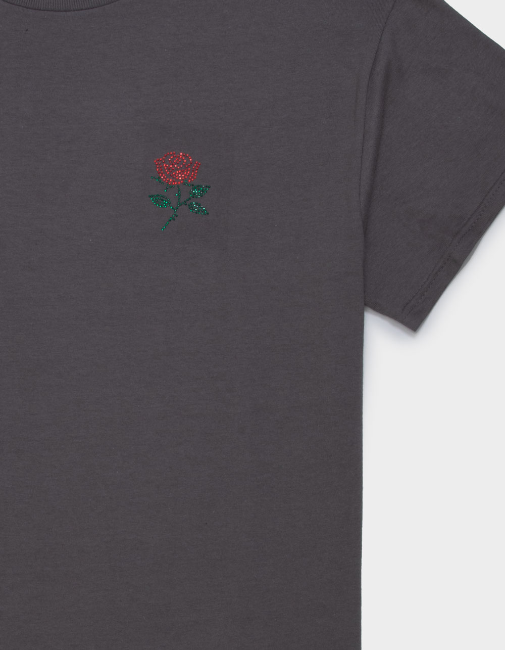 SAME GANG Rhinestone Rose Mens Tee - CHARCOAL