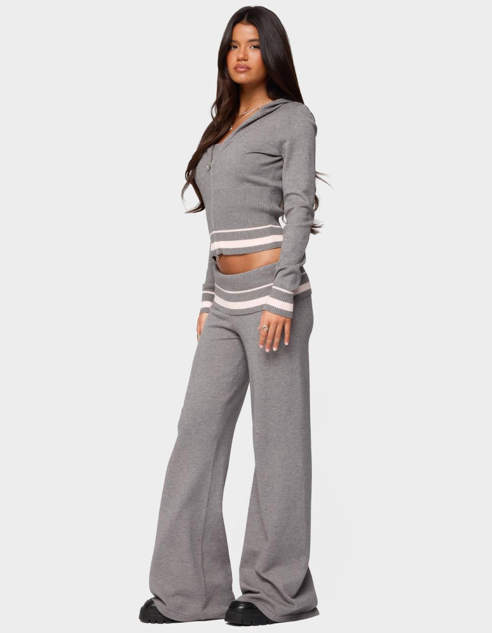 EDIKTED Kaliya Stripey Strapless Knit Top - GRAY